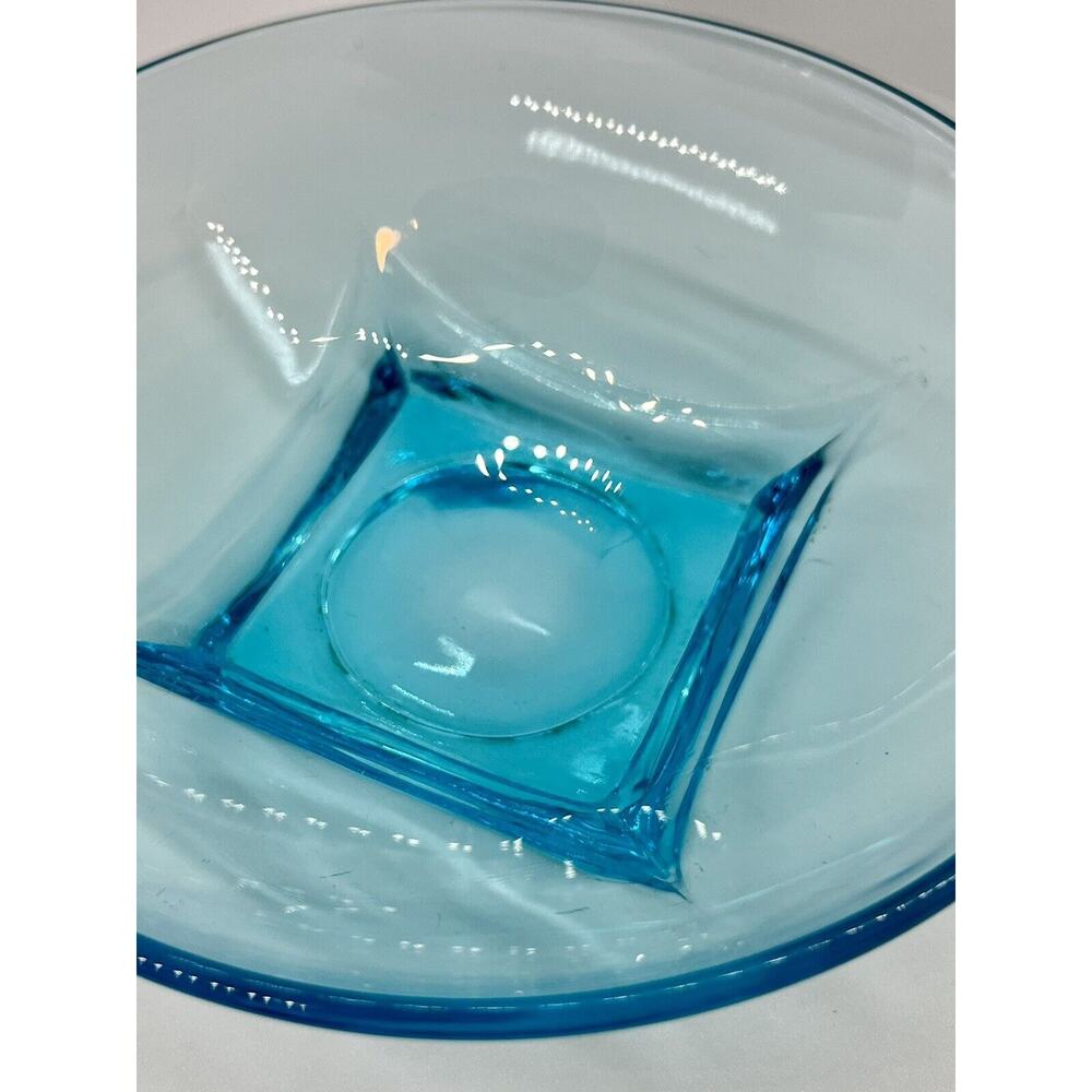 Vintage Hazel Atlas Glass Candy Dish Bowl Capri Blue Round